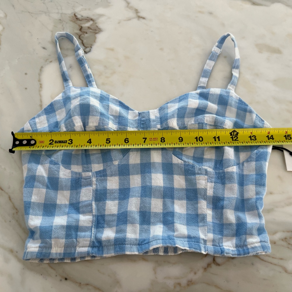 JAPNA BLUE WHITE ADJUSTABLE COTTON CROP TOP SIZE S NWTS! - Picture 9 of 10